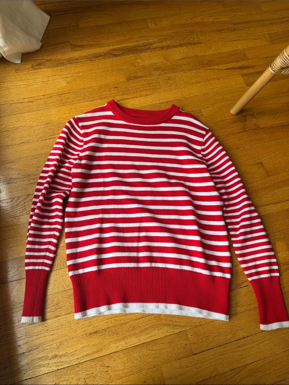 Addison Bay Red and White Striped Crewneck Sweater